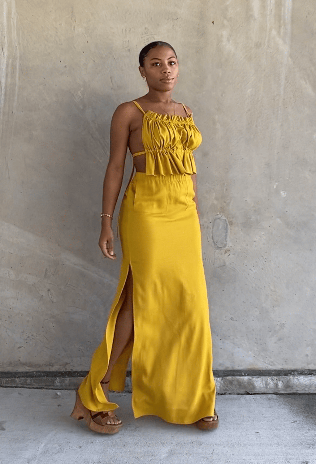 Maxi sales skirt mustard